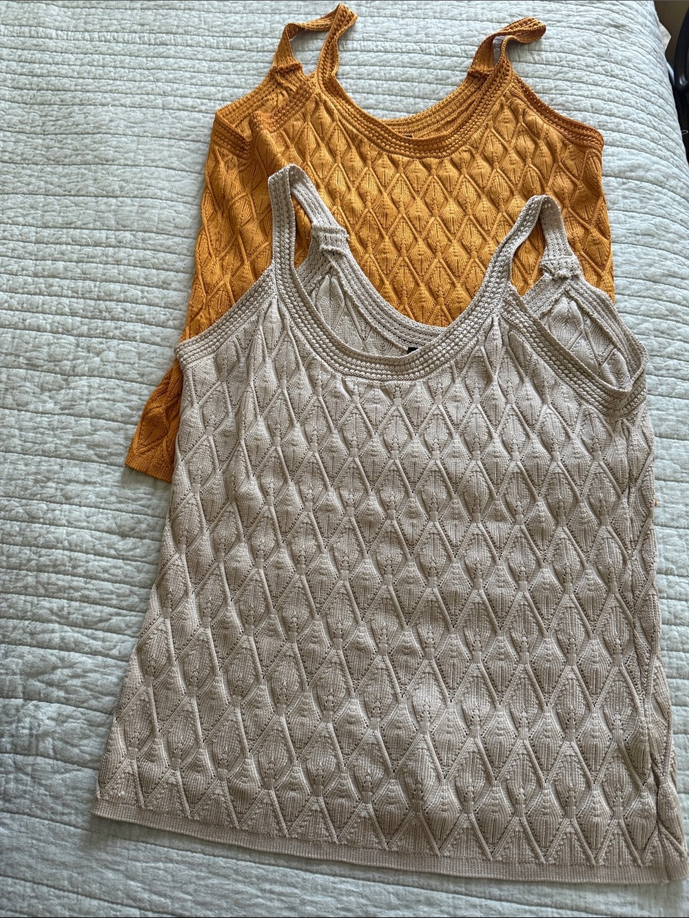 White House XL Black Market Knit Camisole Duo - Cream & Mustard